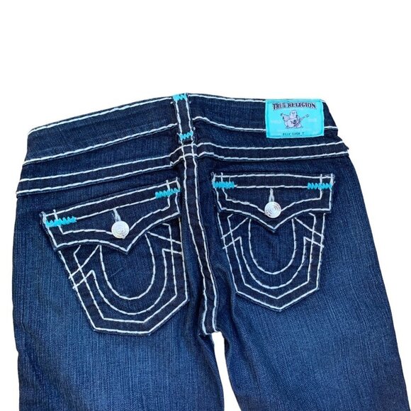 Vintage True Religion Jeans Size 27 BILLY SUPER T RARE BLUE STITCH - Picture 3 of 7